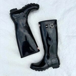 Hunter Rain Boots Black Original Gloss Size 7 Women’s